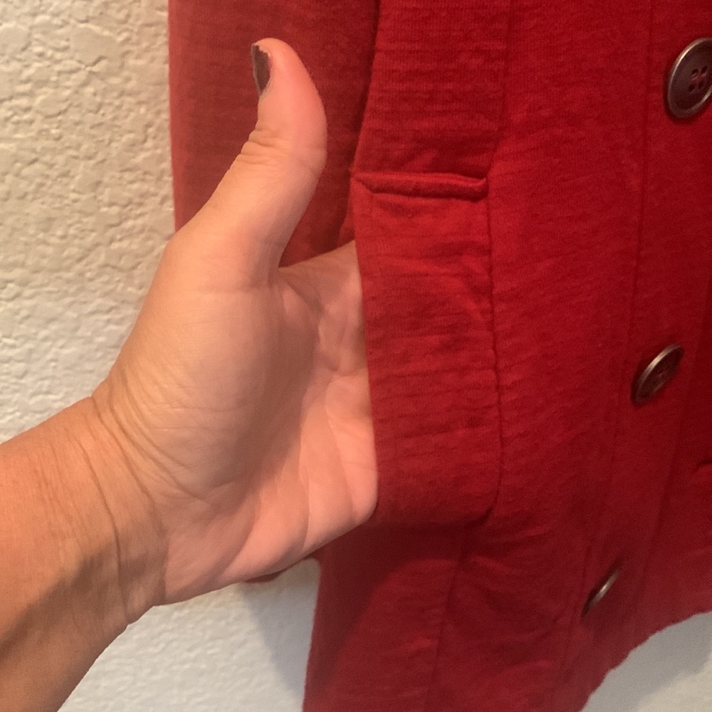 NIC+ZOE Red Pea Coat with Notched Lapels - Picture 5 of 9
